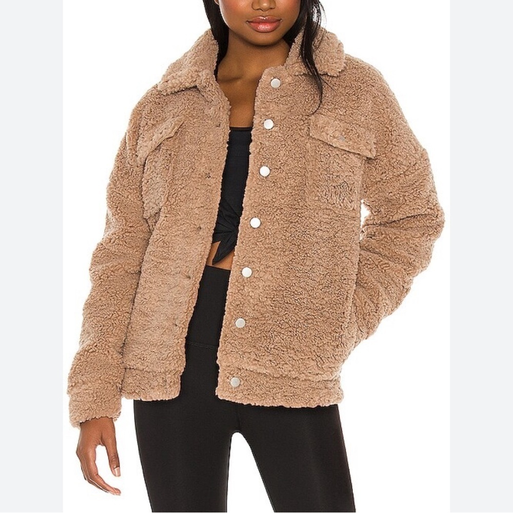 Beach Riot Sherpa Jacket Warm Taupe Tan Coat Size M